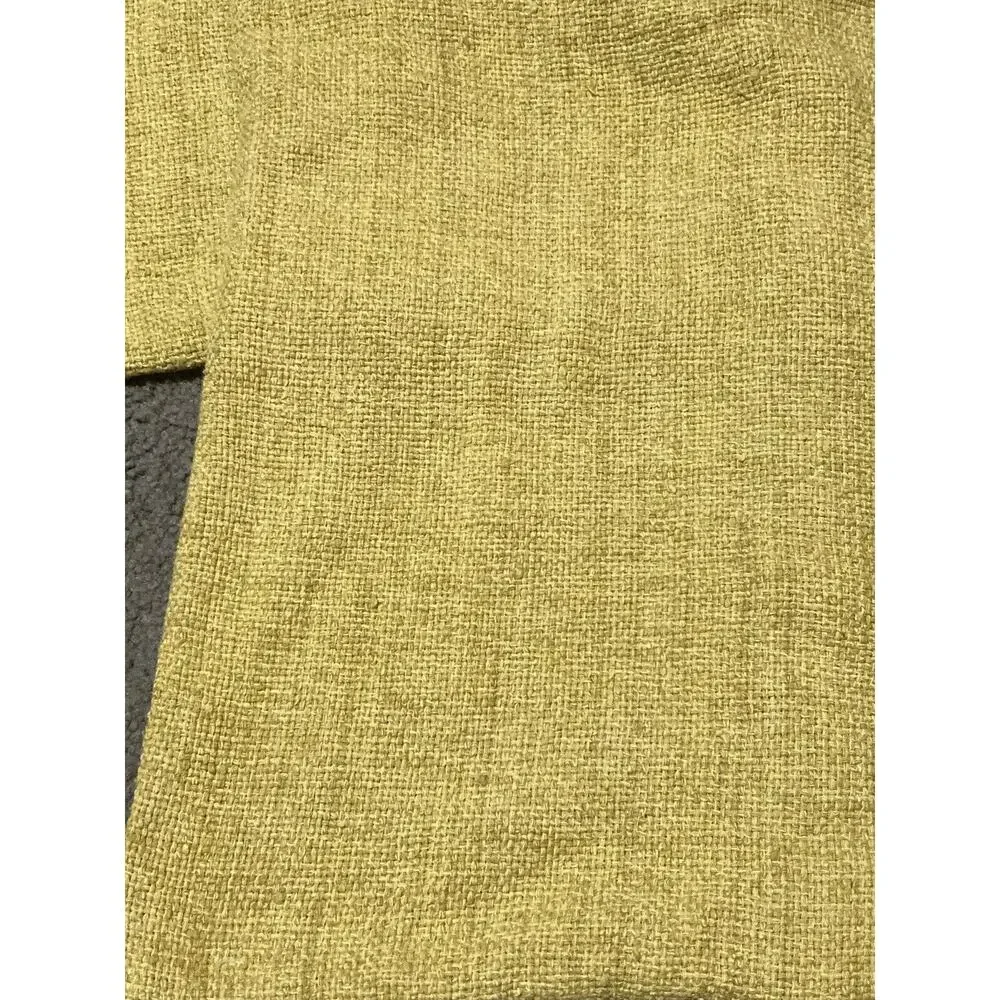 West Elm Yellow Brown Buttons Woven‎ Weave Silk Cotton Pillow Cover Button Back